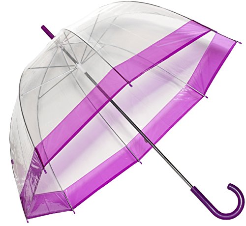 Umbrella Clear Bubble Dome, Rain, Galleria Umbrellas for Kids, Men and Woman (PurpleTrim, One Size)