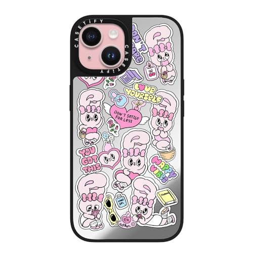 CASETiFY Magsafe �Ή��~���[ iPhone 15 �P�[�X [���ː� / 1.5m����̗����������N���A / Magsafe �ɑΉ�] - You Got This - �V���o�[ (�u���b�N�o���p�[)