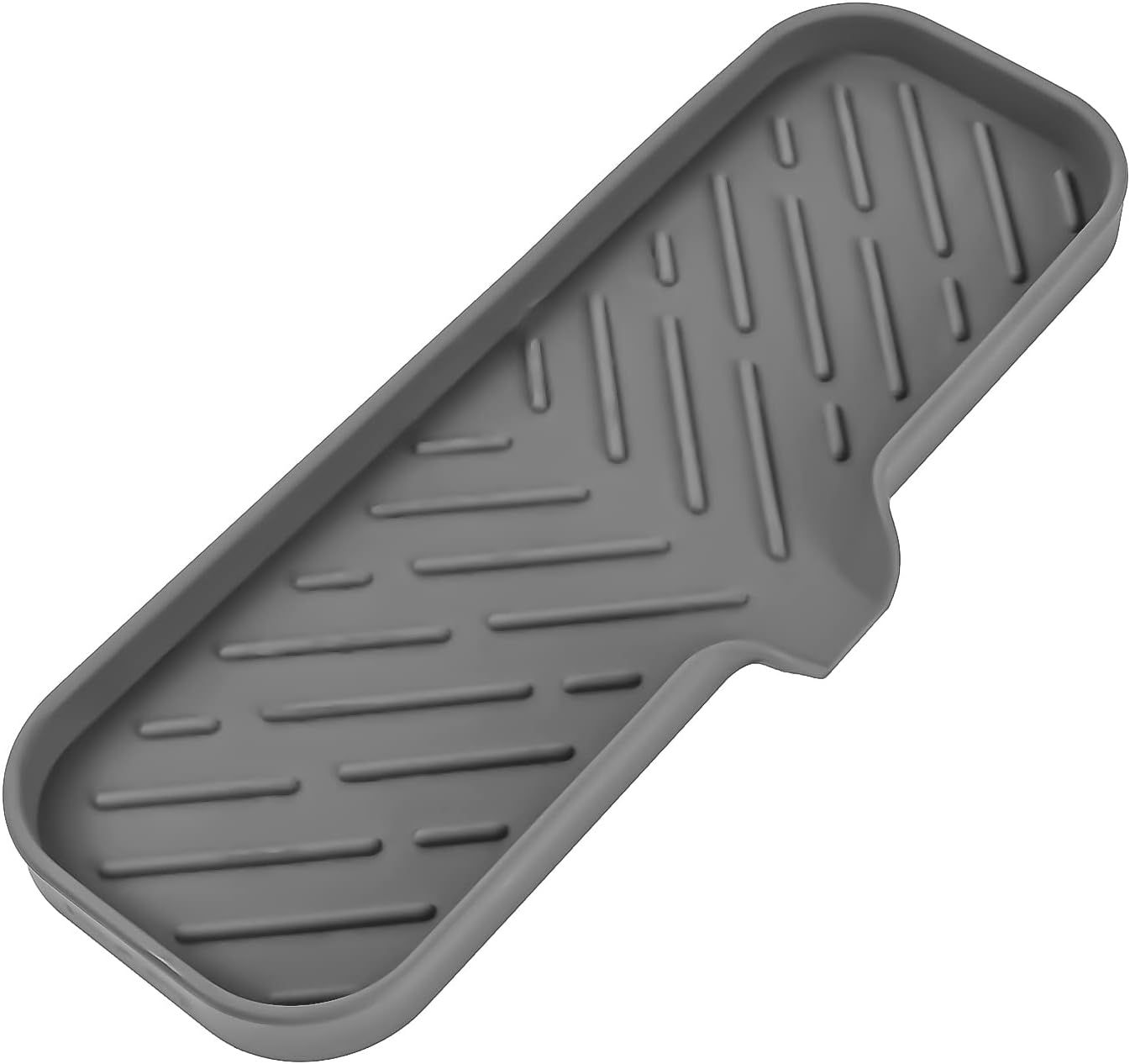 MicoYang Silicone Bathroom Soap Dishes with Drain Spout-Bathroom and Kitchen Sink Organizer,Sponge Holder,Dish Soap Tray,Perfect for Dispenser,Scrubber,Bottle,Cup on Sink or Counter-Grey 12"×4"