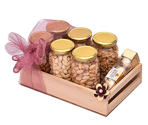 Image of NUTRI MIRACLE Rakhi Dry Fruit & Nut Gifts Box /Hamper With Fancy Rakhis For Brother /Bhai And Family Including Chocolates,650gm