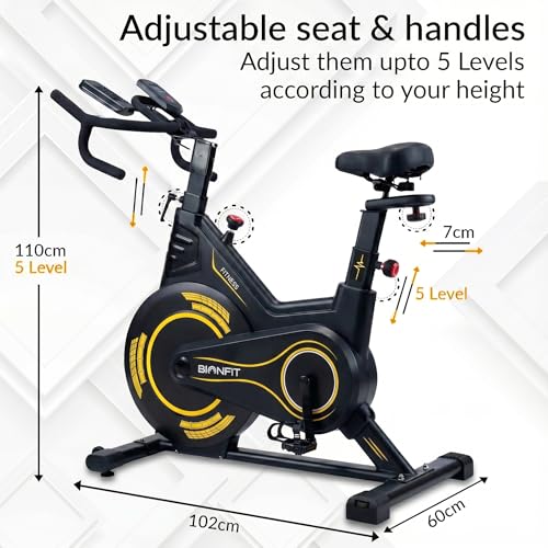 Image of BIONFIT Spin Z13 CycloneX Magnetic Exercise Bike for Home Gym, 170kg User Weight Capacity, Adjustable Resistance Indoor Cycling Bike, Heavy-Duty Spin Bike for Men & Women Fitness with LCD Monitor