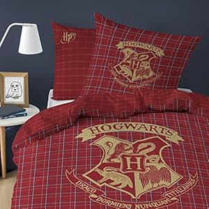 Parure de Lit Enfant Harry Potter Tartan 140x200 cm Coton Flanelle