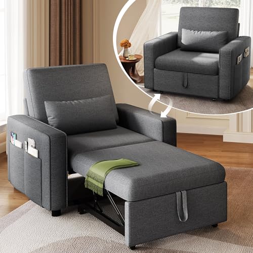 YITAHOME Schlafsessel mit Bettfunktion 192×88, 3-in-1 Ausziehbares Schlafsofa, Verstellbares Einzelsessel mit Kissen und Seitentasche, Sofa mit...