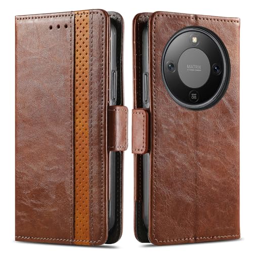 Coque pour Honor X70 Pro en cuir TPU marron, housse aux finitions soignées