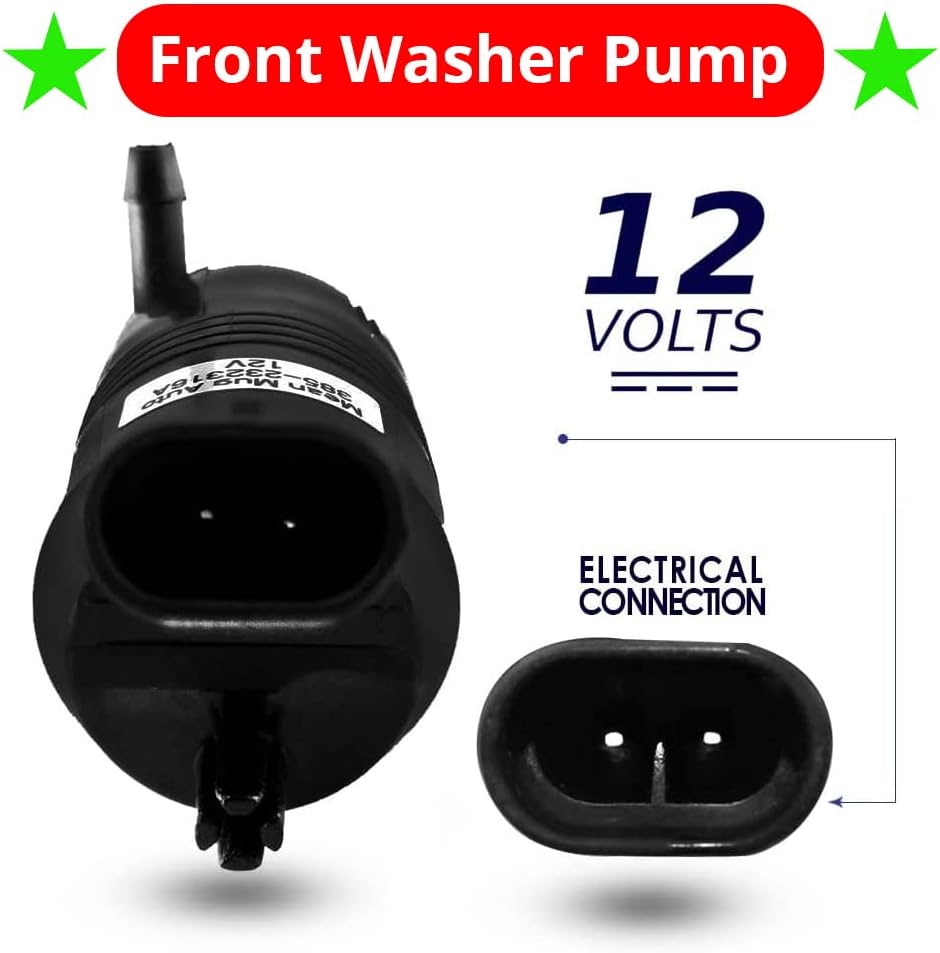 385-232316A Front Windshield Washer Pump w/Grommet - Washer Motor Compatible with Chevrolet (Chevy), GMC, Buick, Pontiac, Oldsmobile, Isuzu - Replaces OEM #: 22127652, 22127653, 89025062, 89001122