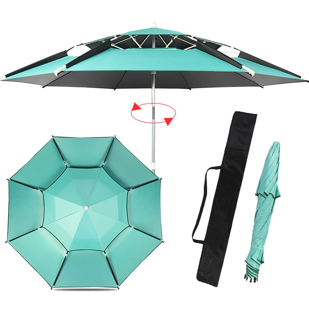 2 Tier Windproof Beach UV Protection Portable Outdoor 360-Degree Tilt and Carrying Bag,for Beach Garden Picnic Camping Fishing