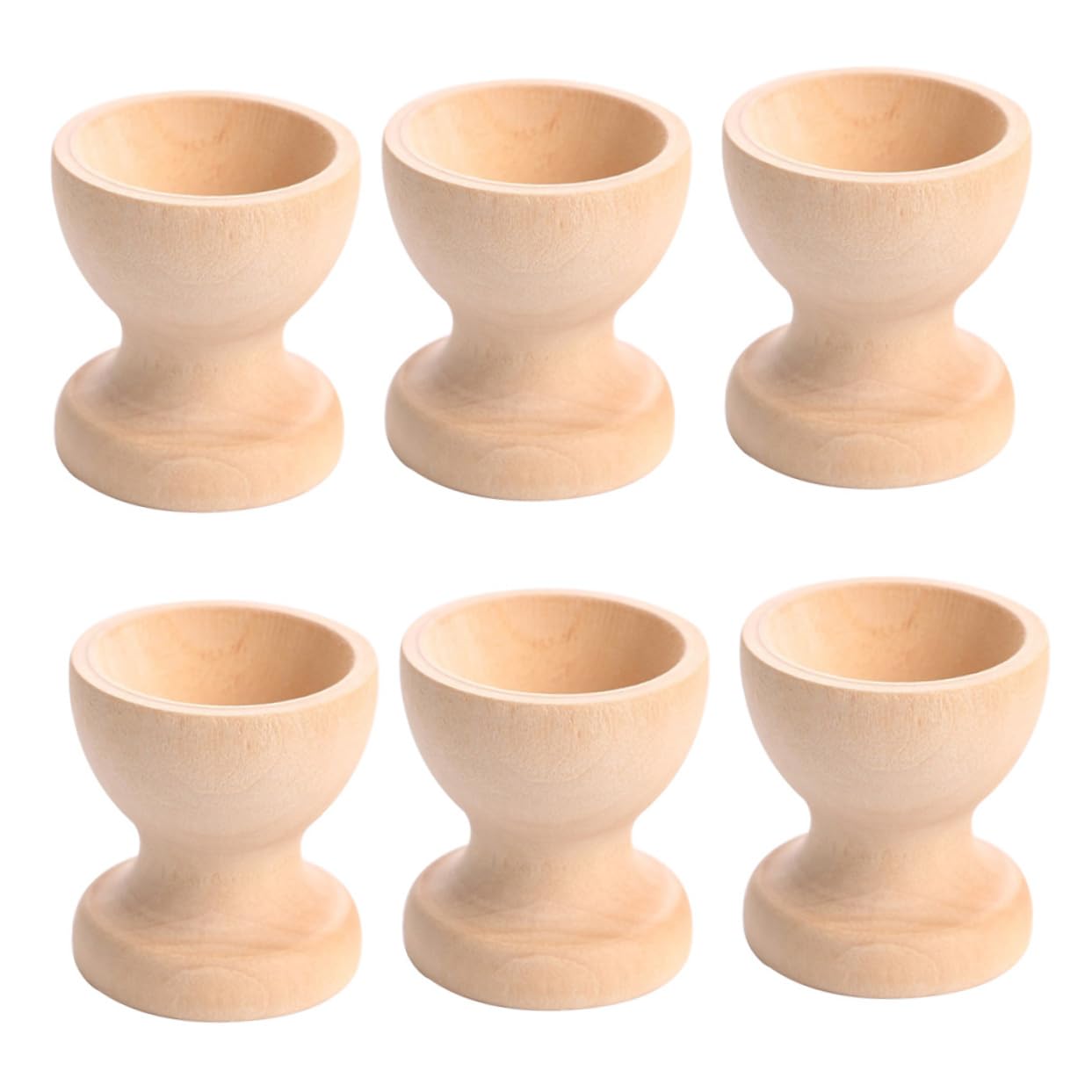 PRETYZOOM 6Pcs Wooden Egg Holder Kitchen Tabletop Egg Tray Container Natural Wood Storage for Eggs Stylish Egg Cups for Kitchen Counter Space Saving Egg Organizer