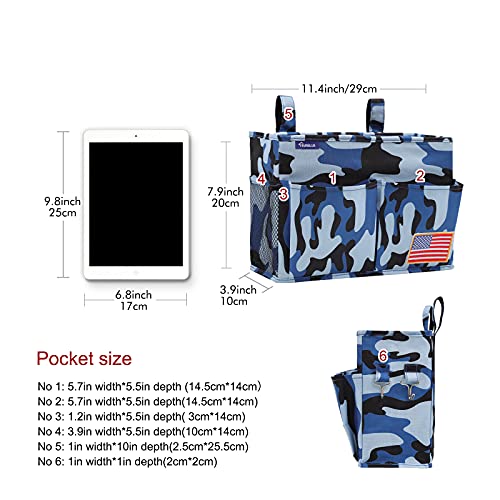 Image of Surblue Bedside Caddy Hanging Organizer Bedside Storage Bag for Bunk and Hospital Beds (Small Ocean)