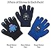 N'Ice Caps Boys Girls Magic Stretch Gloves 3 Pair Pack Assortment (Robots - Black/Navy/Royal, 3-5 Years)