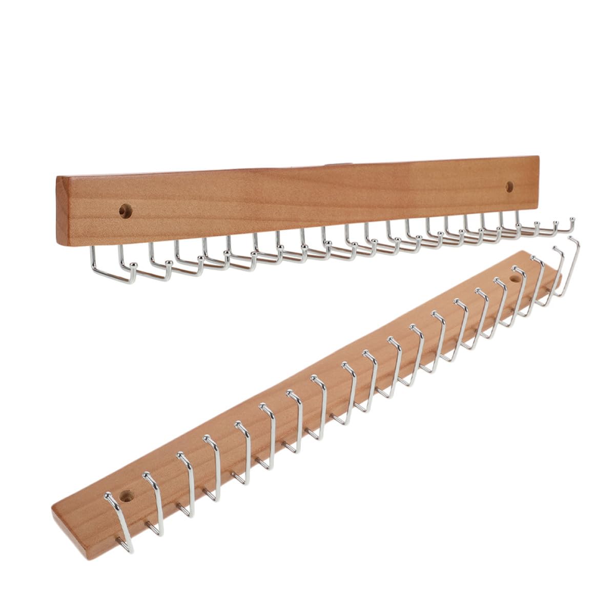 Soportes de Pared Almacenamiento Conveniente para Corbatas y Cinturones Paquete de 2 Piezas de Madera Khaki, Diseño Multifuncional 20 Ganchos para Armario y Entrada