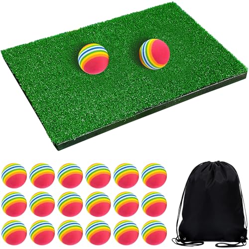 Gavit ゴルフ練習マット アプローチ練習器具 室内 トレーニング 芝風マット EVAボール 20個 収納袋付き