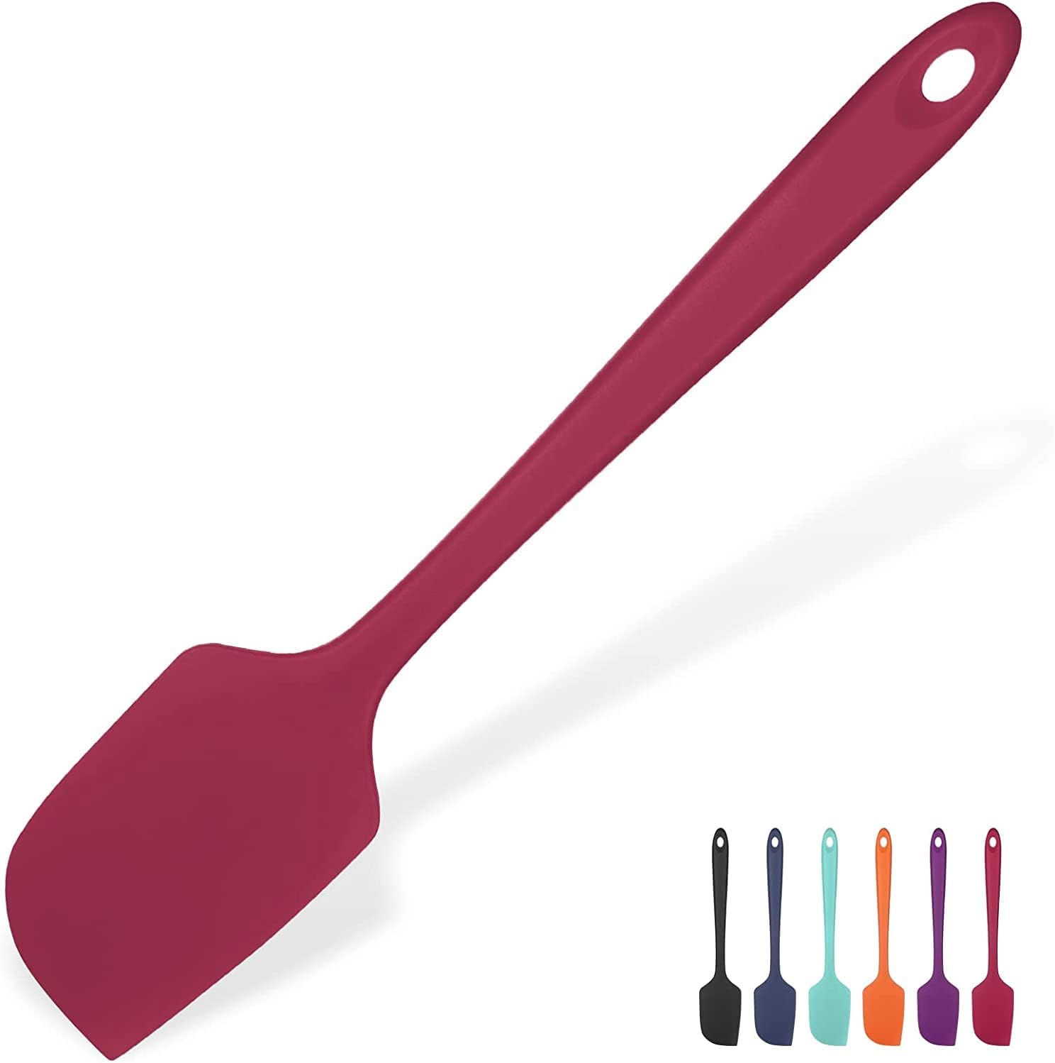 Heat Resistant Silicone Large Spatula: U-Taste 600ºF High Heat Flexible 11.38in Silicon Mixing Stirring Cooking Scraping Baking Bowl Scraper Seamless Spreader for Kitchen Nonstick Cookware (Red) Heat Resistant Silicone Large Spatula: U-Taste 600ºF High Heat Flexible 11.38in Silicon Mixing Stirring Cooking Scraping Baking Bowl Scraper Seamless Spreader for Kitchen Nonstick Cookware (Red)