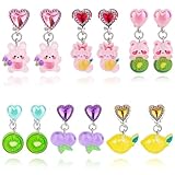 Mikovivi 6 Pairs Colorful Clip on Drop Earrings Set, Resin No Pierced Design Kids Child Dangle Earrings Cute Butterfly Ear Clips for Children Toddler Party Daily Wearing Princess Jewelry