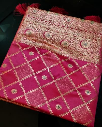 ASIAN CURVES pink banarasi silk saree in katan silk – image 5