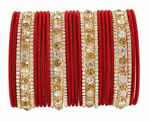 Image of NMII Non Precious Metal, Velvet and Zircon Gemstone Bangle set for Women /Girls