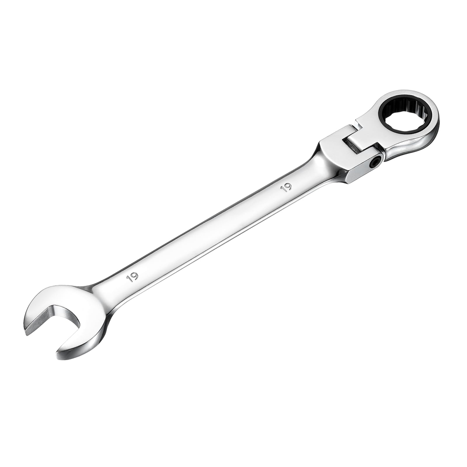sourcing map Flex-Head Ratcheting Combination Wrench 19mm 72-Teeth Metric Standard Ratchet Box and Open End CR-V Steel Double Ended Wrench for Fasteners Nuts Bolts