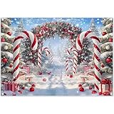 Luminora 2,1 x 1,5 m Rouge Bonbons Cannes Arche de Noël Toile de Fond Arbre de Noël Hive...