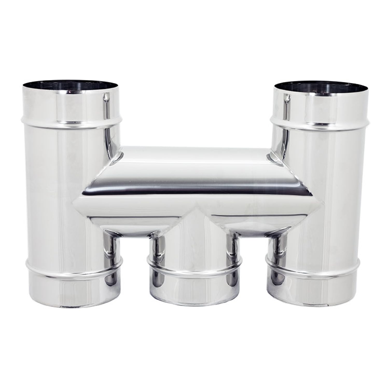 Terminale ad H Base Tonda Canna Fumaria Acciaio INOX AISI 304 Fumaiolo Per Camino (DN 80)