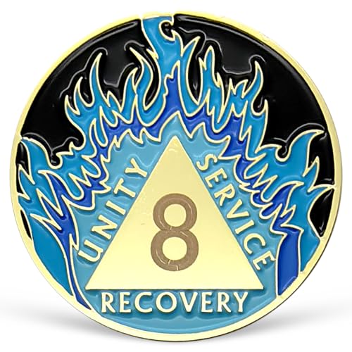 Jeton sobriété 8 ans Blue Flames AA Recovery Medallion pour hommes et femmes