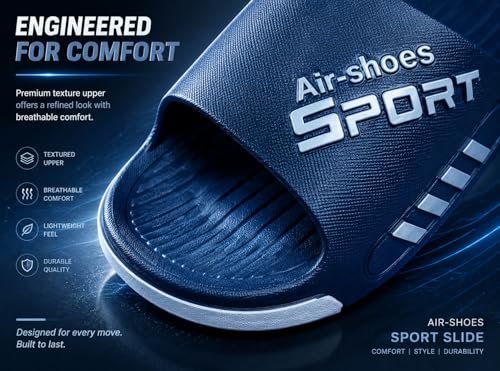 Image of Beach Pool Slides Sandals for Men,Bathroom Shower Shoes,Couple Slides Slippers Outdoor Indoor,Home House Slide Sandals