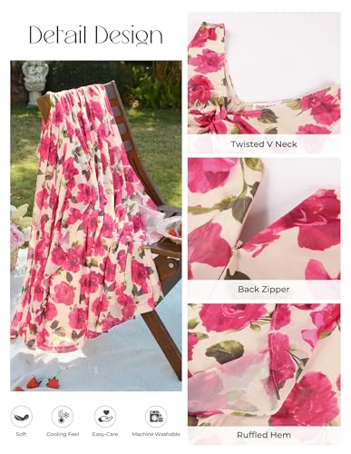 Image of GRACE KARIN Women's Summer Sleeveless Floral Maxi Dress V Neck Formal Wedding Guest Dress A Line Beach Vacation Clothes