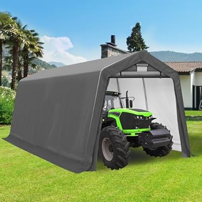 8x14 Ft Outdoor Storage Shelter, Waterproof Portable Storage Shed with Roll-up Zipper Door and Ventilated Windows for Motorcycle, Bike, Tools