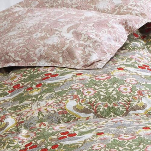 ダブルサイズ・ロマンス羽毛肌掛布団・V&A・いちご泥棒・シルバー