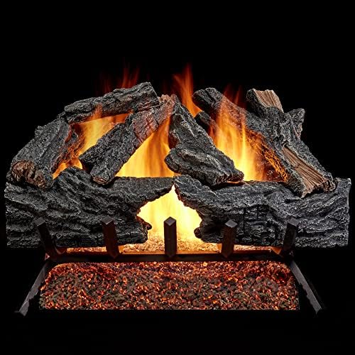 HearthSense CSW24HVL Natural Gas Vented Fireplace Logs Set with Remote Control, Use with Natural Gas, 55000 BTU, Heats up to 2000 Sq. Ft, Colorado Split Wood, 24 Inches