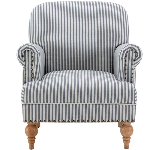 Kmaxlinenaccentchairmidcenturymodernsofachaircomfyloungechairarmchairupholsteredreadingclubchairwithsoildwoodlegsforlivingroombedroombluestripe Urban Country Home Decor Kmax linen accent chair mid century modern sofa chair comfy lounge chair armchair upholstered reading club chair with soild wood legs for living room bedroom blue stripe urban country home decor