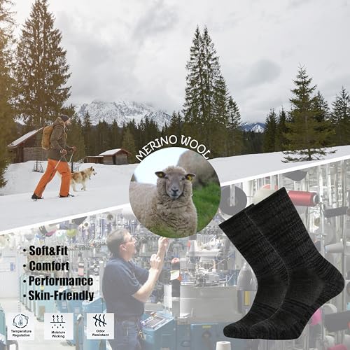 Image of Ortis Merino Wool Socks for Men Outdoor Hiking Casual Soft Cushion Crew | Extra-Fine Wool, Breathable, Comfortable, Lightweight, Moisture Wicking, Size L /XL 3 Pack, Hiker, Mountaineer, Daily Wear