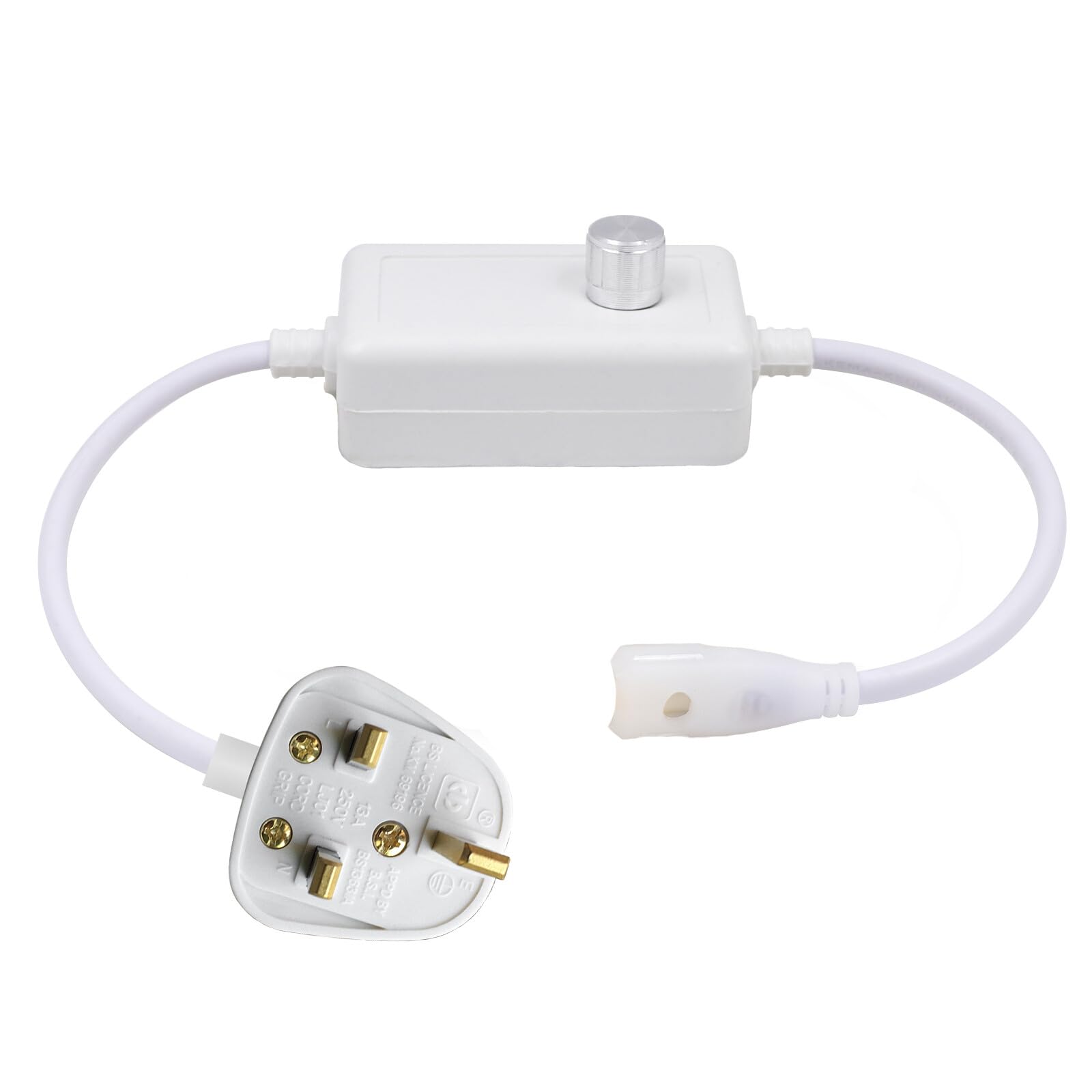 KAFULA British power plug, dimmable COB light strip power cord, suitable for AC220-240V 240LEDs/m, 288 LEDs/m, 360 LEDs/m COB neon LED light strip power adapter (light strip not included)