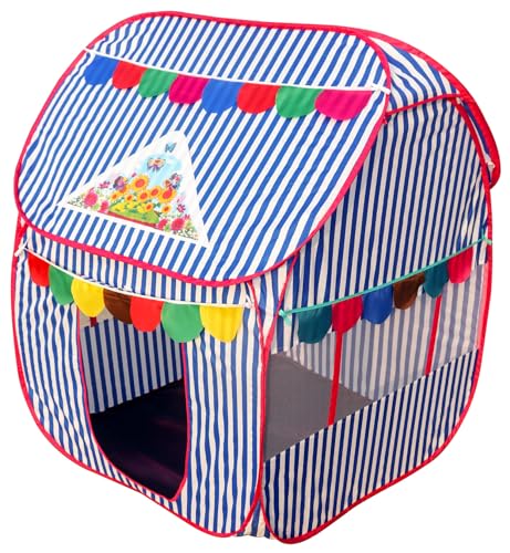 Image of Homecute Foldable Pop Up Hut Type Kids Toys Play Tent House for Boys and Girls (Medium Size Blue-White)