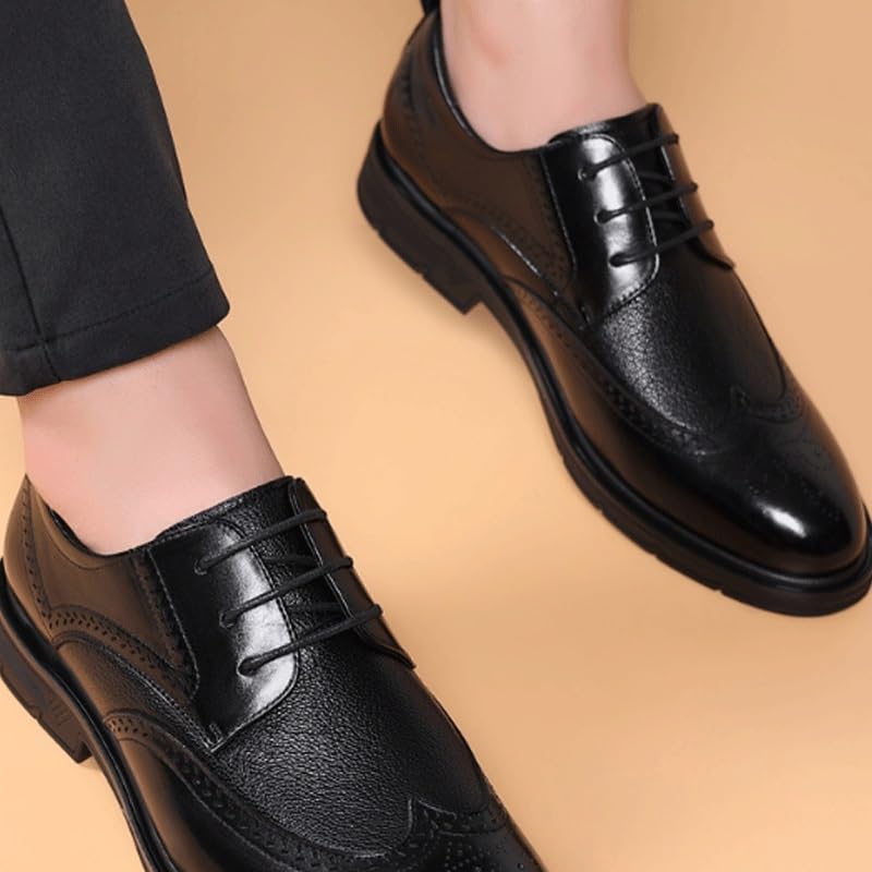 Men's Dressy Suit Tuxedo Metal Shoelaces Weeding Prom Derby Shoes Fashion Classic Carved Lace Up Leather Low Heels Derby Shoes for Men3