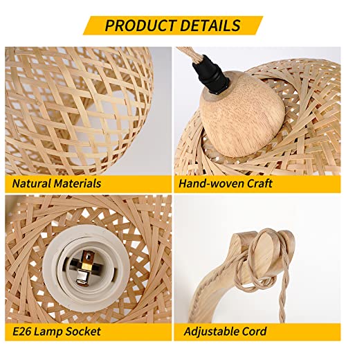 Frideko Bamboo Wall Sconces Set of Two Plug in, Boho Wall Lamp with Plug in Cord, Farmhouse Wall Light Fixtures with 9.84FT On/Off Switch Cord, Rattan Sconces Wall Lighting for Bedroom Living Room by FRIDEKO HOME - Image 5