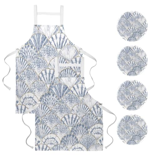 Tablier de serveuse à motif de vagues pour le nettoyage de la maison et le bar