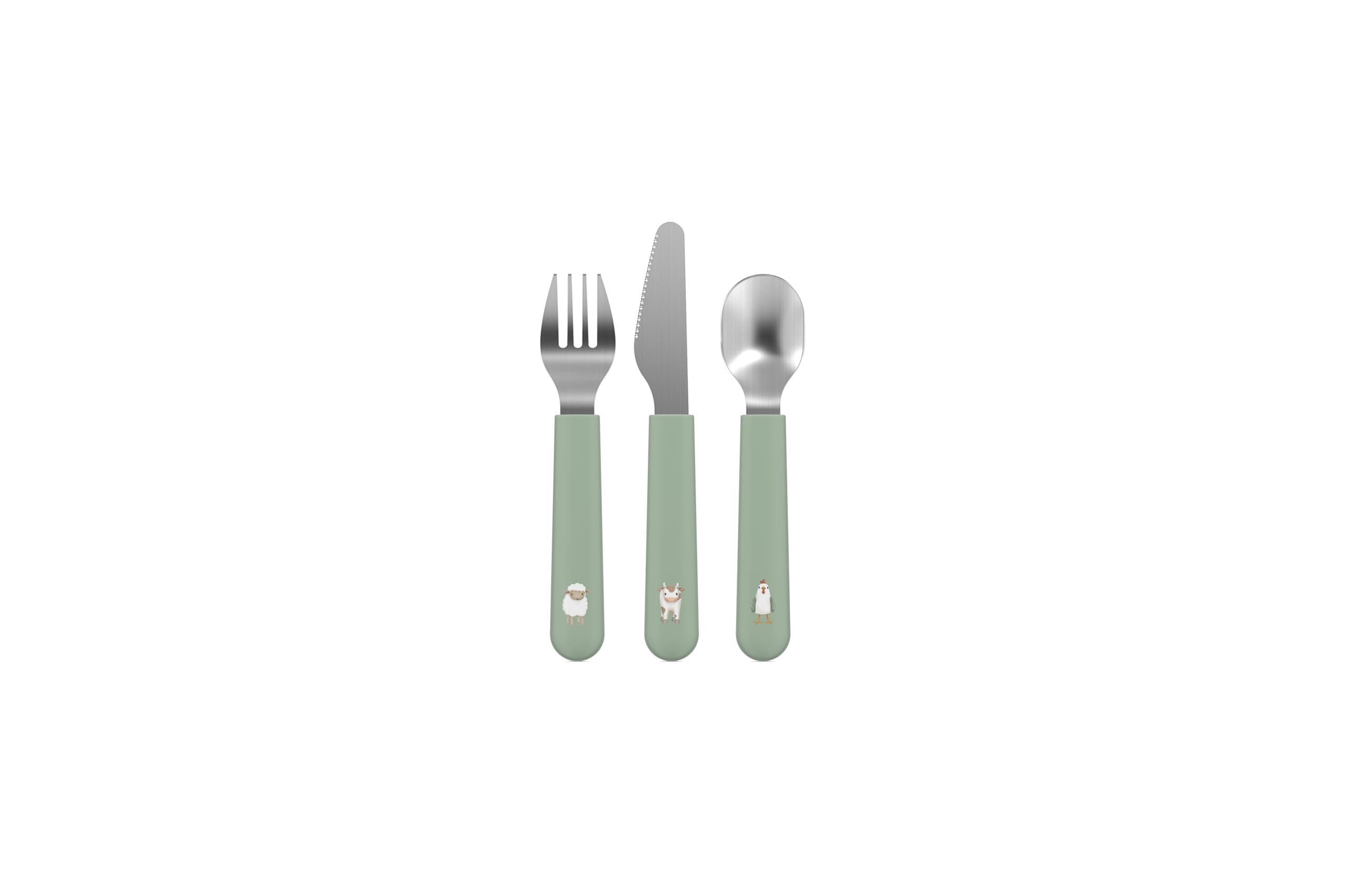 Mepal – Children’s Cutlery 3-piece Set Mepal Mio – Children's Flatware – Child-Friendly Utensils from 12 Months - Including Knife, Fork & Spoon – Set of 3 - Little Farm