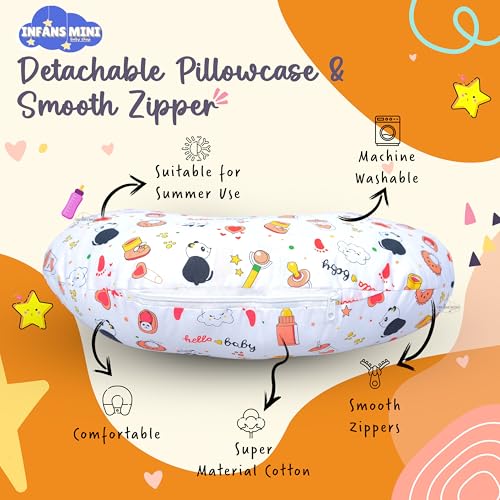 Image of Baby Bedding Set Combo for New Born - Baby Sleeping Bag, Baby Feeding Pillow Ideal for 0 to 6 Months Babies (Panda Orange)