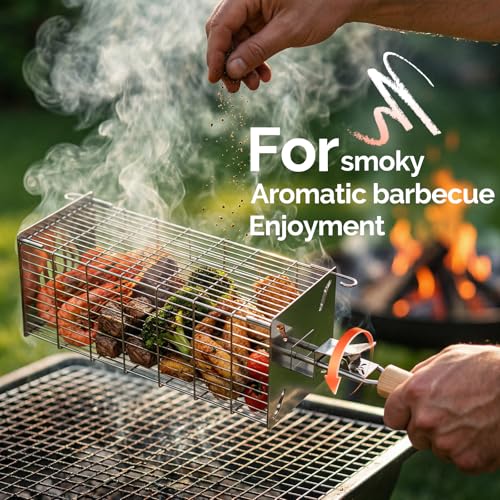 TNTOR Square Grill Basket, Larger 304 Stainless Steel Nesting Grilling Net, Removable Handle, BBQ Grilling Accessories Tools for Veg Shrimp, Outdoor Cooking Camping grilling gifts for men Dad Husband by TNTOR - Image 6