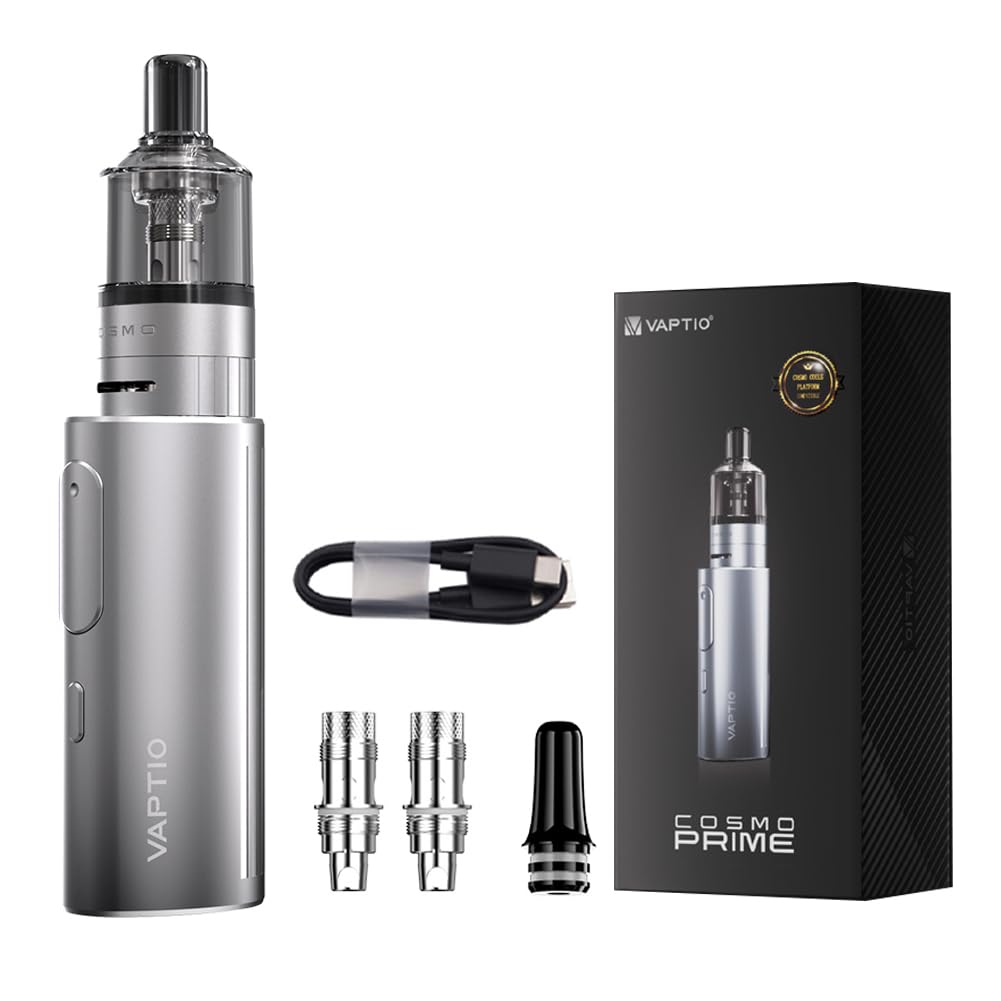 E-cig Vaptio Cosmo Prime cigarette lectronique kit complet 4,0ml Atomiseur  2400mah Batterie 2units Rsistance Bobines Cosmo C8 0,4ohm / C5 1,0ohm Kit  Sans E-liquide Sans nicotine (Gris argent) : Amazon.fr: High-Tech