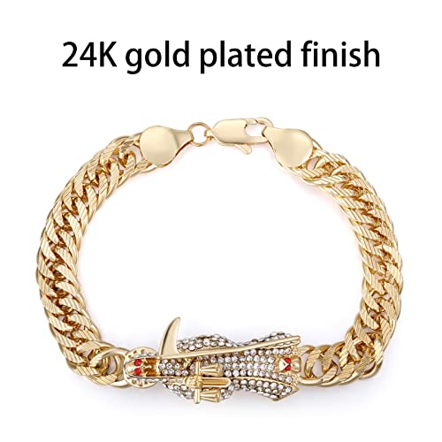 Santa Muerte Bracelet Diamond 24K Gold Plated Santa Muerte Pendant Jewelry With Sickle Holiday Gift (Gold)4