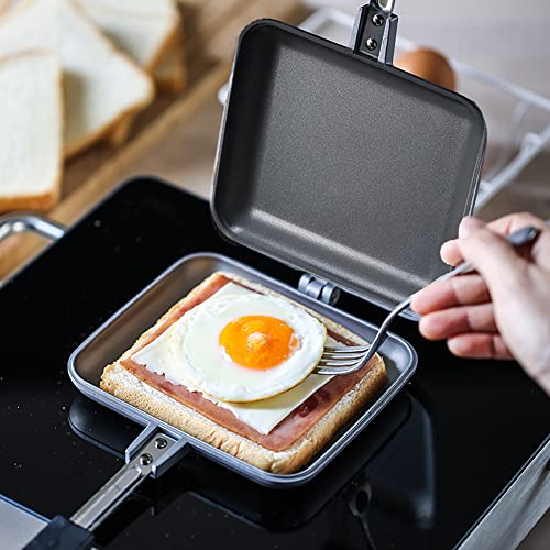 Sandwich Maker, Non-Stick Hot Sandwich Maker Panini Grill Pans With Handle Aluminum Flip Pan For Home Kitchen #TOP5