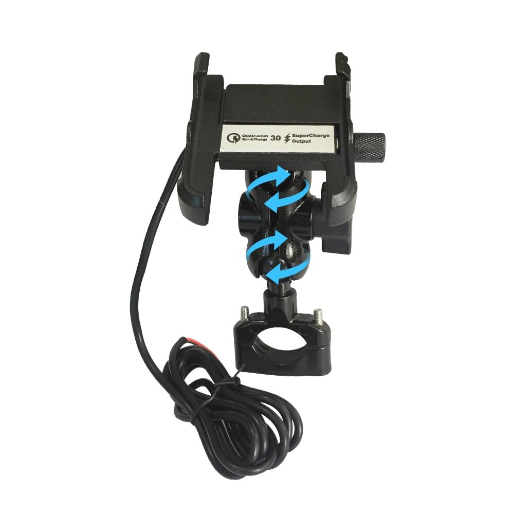 VAKIRA Uchwyt na telefon komórkowy do motocykla, port USB, szybkie ładowanie Qc 3.0, wodoodporna, bezprzewodowa ładowarka na kierownicę, uchwyt do ładowania telefonu 11 bezprzewodowa ładowarka do poja