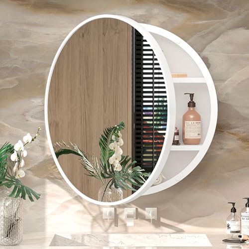 Image of TokeShimi 20x20 in White Medicine Cabinet with Mirror, Durable Metal Frame