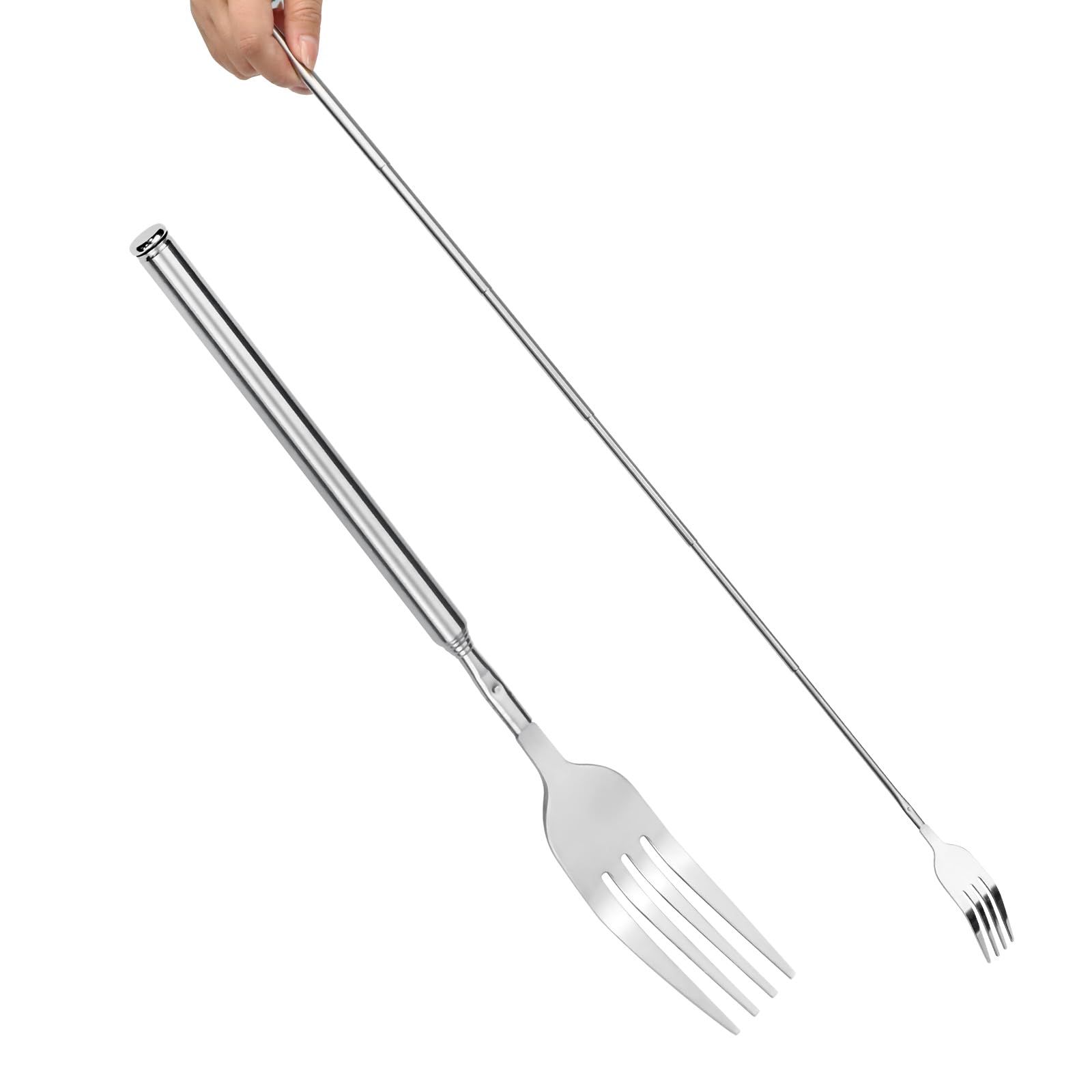 Tenedor Extensible, Tenedor Telescópico de Acero Inoxidable, 64,6cm Tenedor Extensible Plegable Extensible, para Tostar, Fruta, Postre y Salchichas Perritos