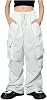 Girls Cargo Pants Wide Leg Pants Teen Kids Solid Drawstring Straight Joggers Trousers with Pockets 3-16 Years