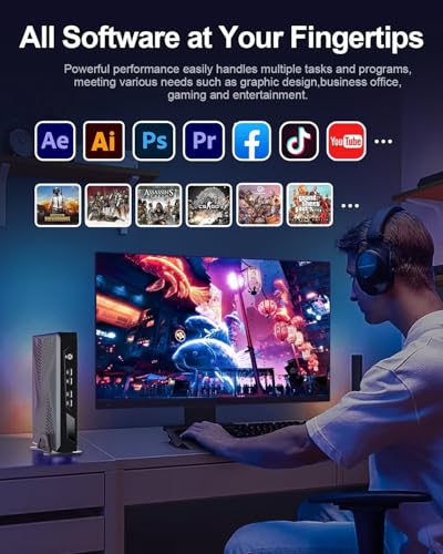 Mini Gaming PC 8k RTX3050 (6G GDDR6), Core i7 13700H 14C/20T Micro PC Gaming Computer Win11 Pro, 2x HD + 2x DP Quad Display, WiFi 6, BT5.2, 13Th Mini PC i7 64GB DDR4 512GB NVME SSD - PC Desktop - Immagine 6