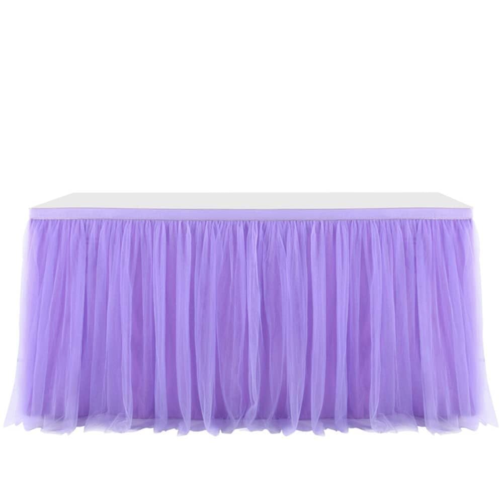 Jupe de table en tulle romantique viola 9FT pour bureau, buffet de mariage et fête de Noël