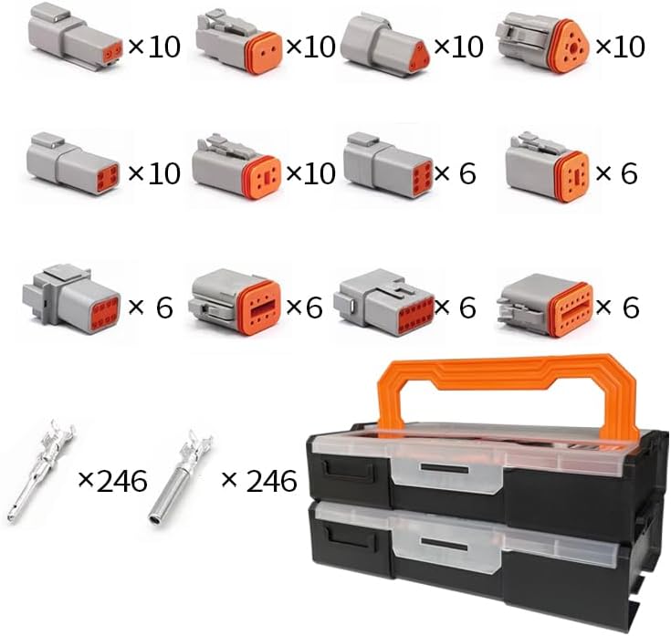 1/5/10Sets Series Waterproof Wire Connector Kit DT06-2/3/4/6S DT04-2/3/4/6/8/12P Automotive Sealed with pins Box(Portable Box Suit,5 Sets)