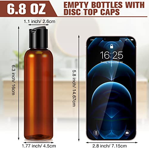 30 Pack Amber Empty Bottles Plastic Squeeze Bottles with Disc Top Flip Cap Small Empty Travel Squeeze Bottle for Lotions Liquid Body Soap Conditioner Creams(6.8 oz)2