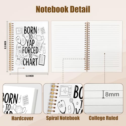 Carnet à spirale blanc NATSUNO pour infirmière journal médical format A5 cahier de notes drôle